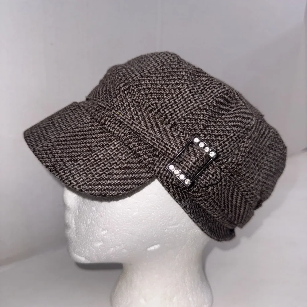 Vintage Y2K Old County Road Plaid Rhinestone Buckle Newsboy Cap Cottagecore Hat